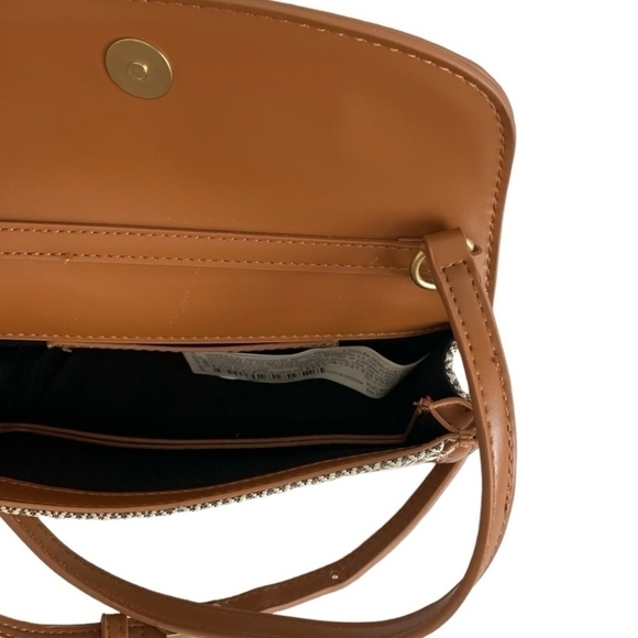 Women Small Bag ZARA Front Flap Crossbody Bag Brown Tan PU Leather Shoulder Bag - Picture 7 of 8